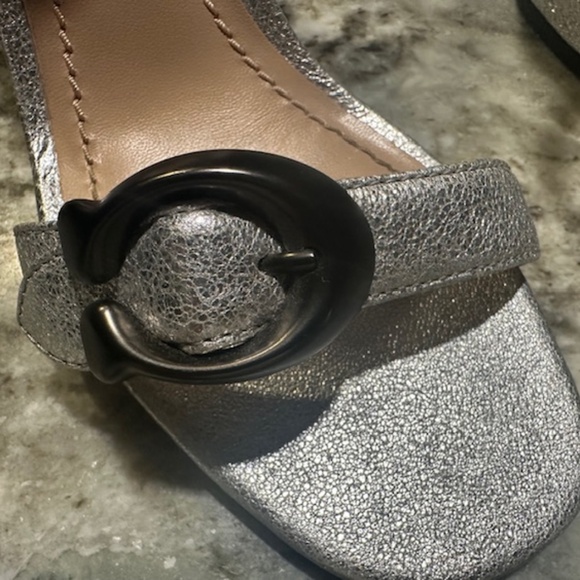 Coach Sparkly Silver Block Vero Guoio Sandals Size 8.5 - Picture 5 of 16